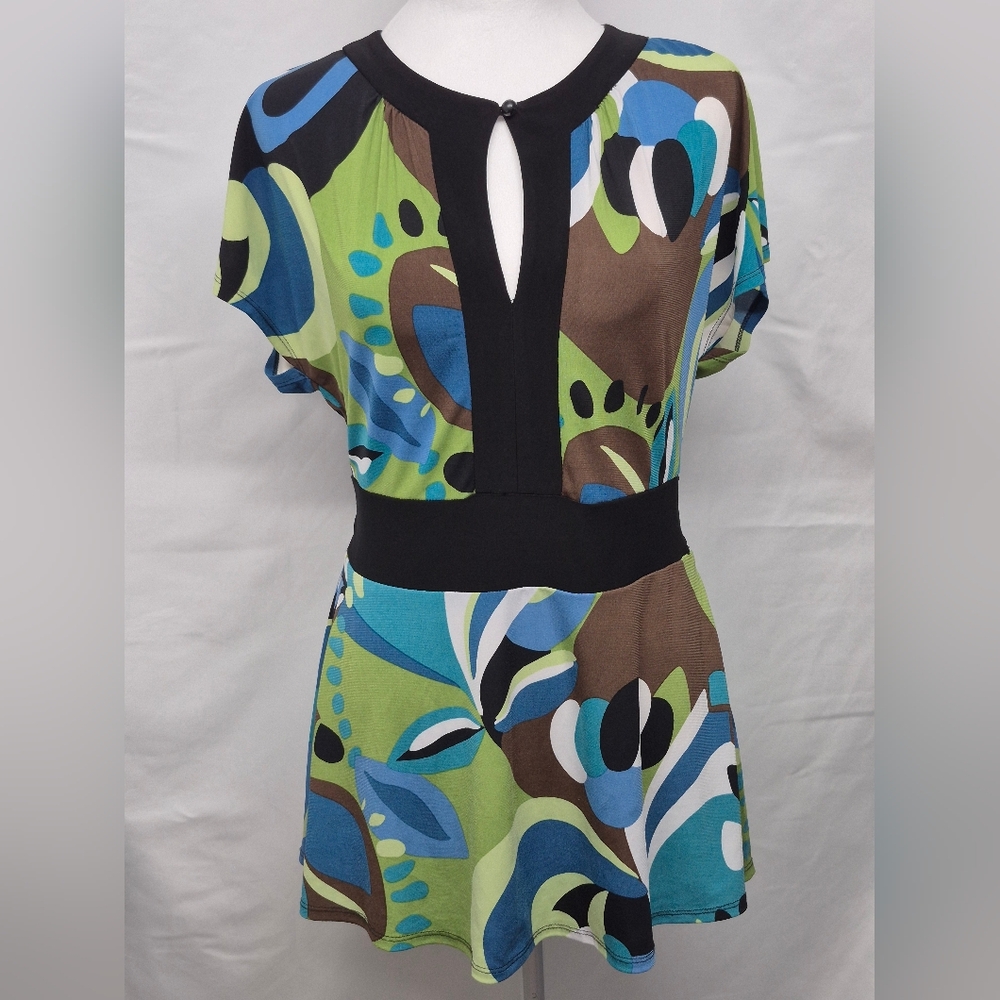 PERCEPTIONS NEW YORK Multicolor Waist Band Tunic Top women's Size 10